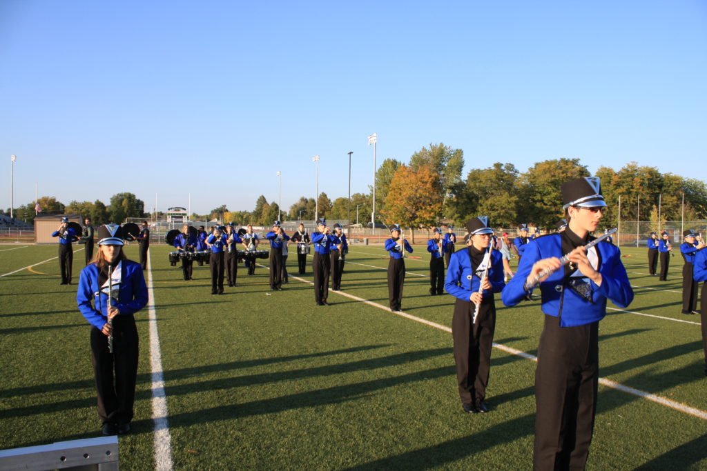 Marching band on football field