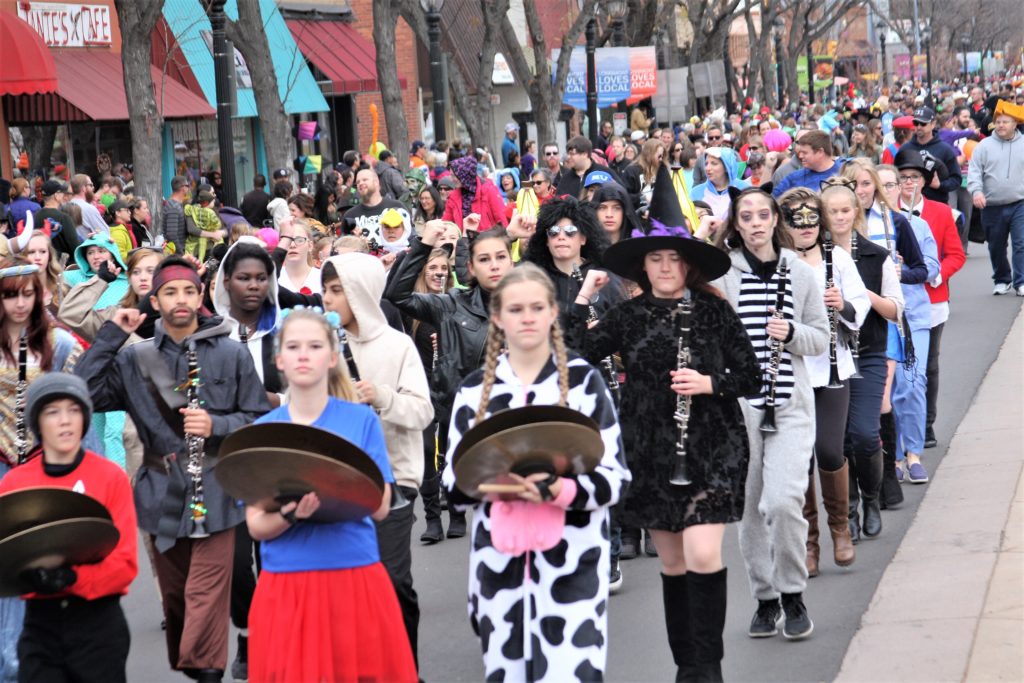 Marching band in Halloween parade